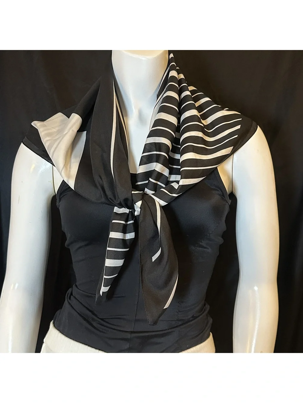 Vintage Black and White Geometric Pattern Square Scarf